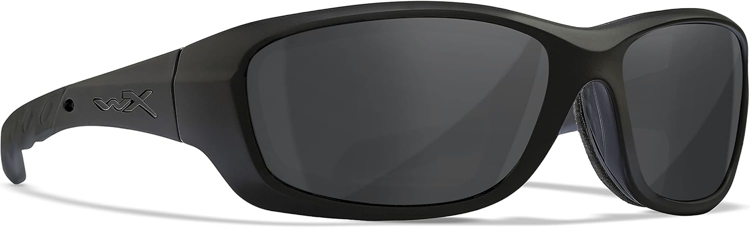 Wiley X WX Gravity Sunglasses, Safety Glasses for Men and Women, UV Eye Protection for Shooting, Fishing, Biking, and Extreme Sports, Matte Black Frames, Smoke Grey Tinted Lenses
