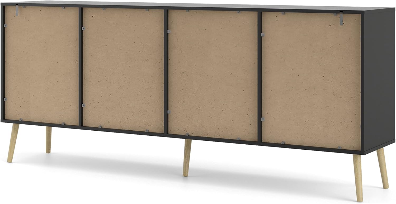 Tvilum, Black Matte and Oak Structure Diana Sideboard with 3 Doors and 3 Drawers
