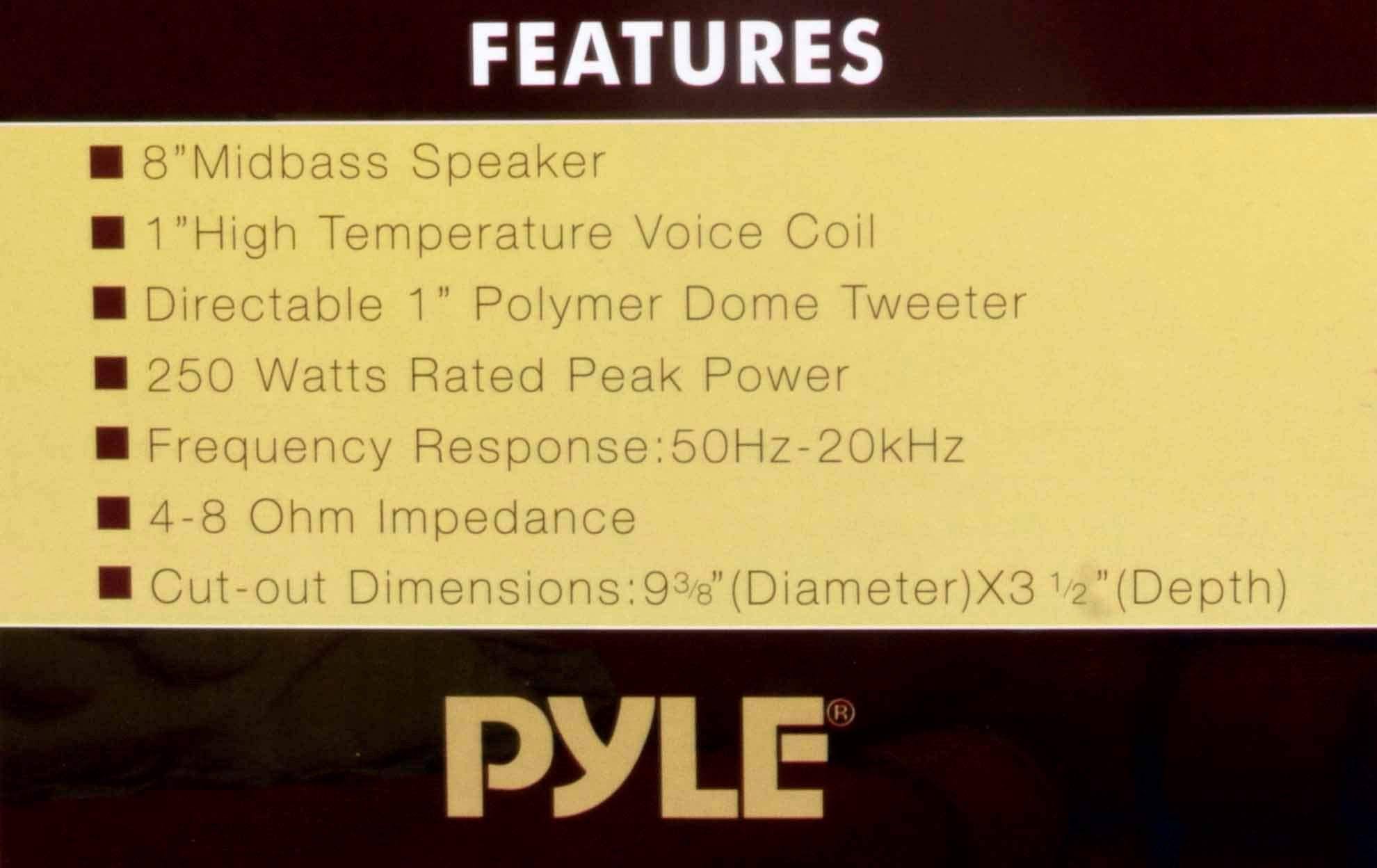 New Pyle Pdic81rd 8x22 1000W Round Wall and Ceiling Home Speakers 2 Pair