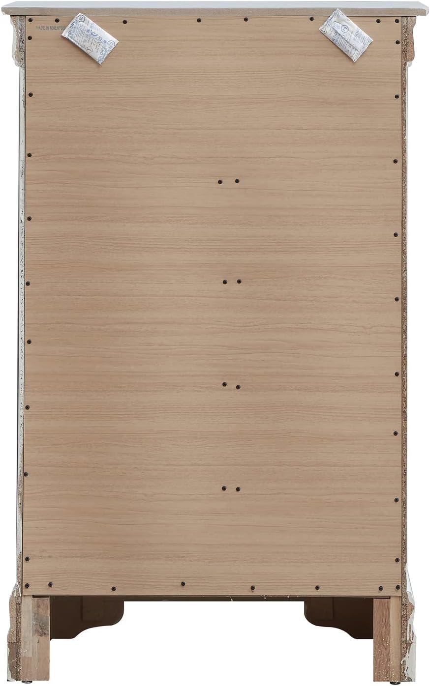 Glory Furniture Lorana 5 Drawer Chest in Pearl White