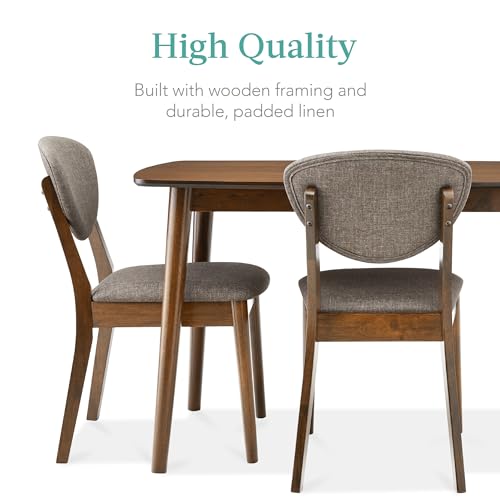 Best Choice Products 5-Piece Dining Set, Compact Mid-Century Modern Table & Chair Set for Home, Apartment w/ 4 Chairs, Padded Seats & Backrests, Wooden Frame - Charcoal/Walnut