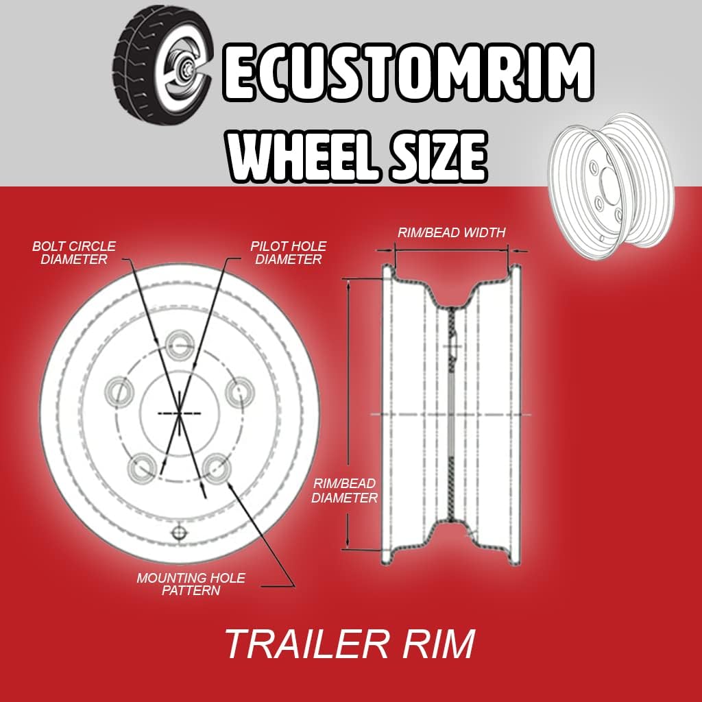 eCustomrim Trailer Tire On Rim ST205/75D15 15 in. Load C 5 Lug Silver Spoke Wheel - 2 Year Warranty w/Free Roadside