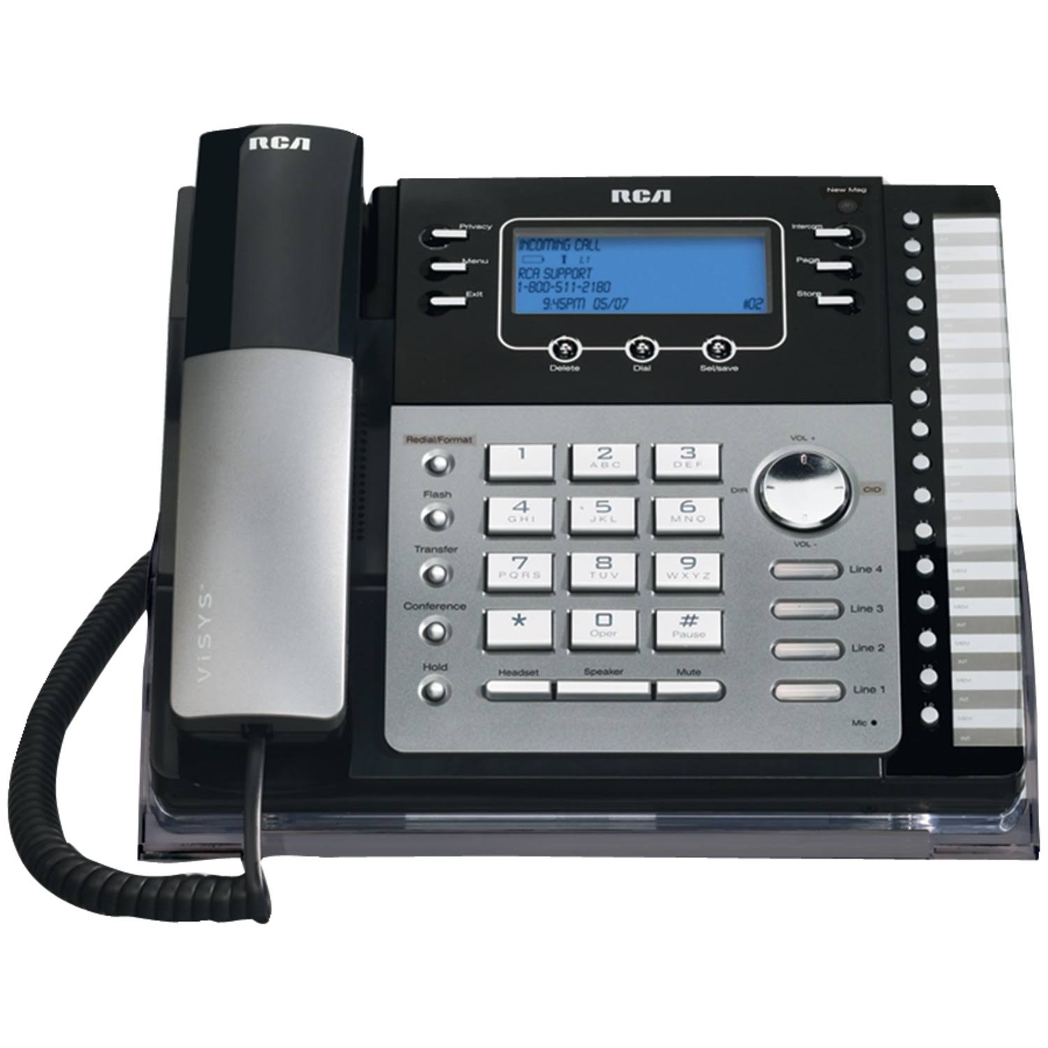 RCA ViSYS 25424RE1 Phone - 4-line - Black/Silver