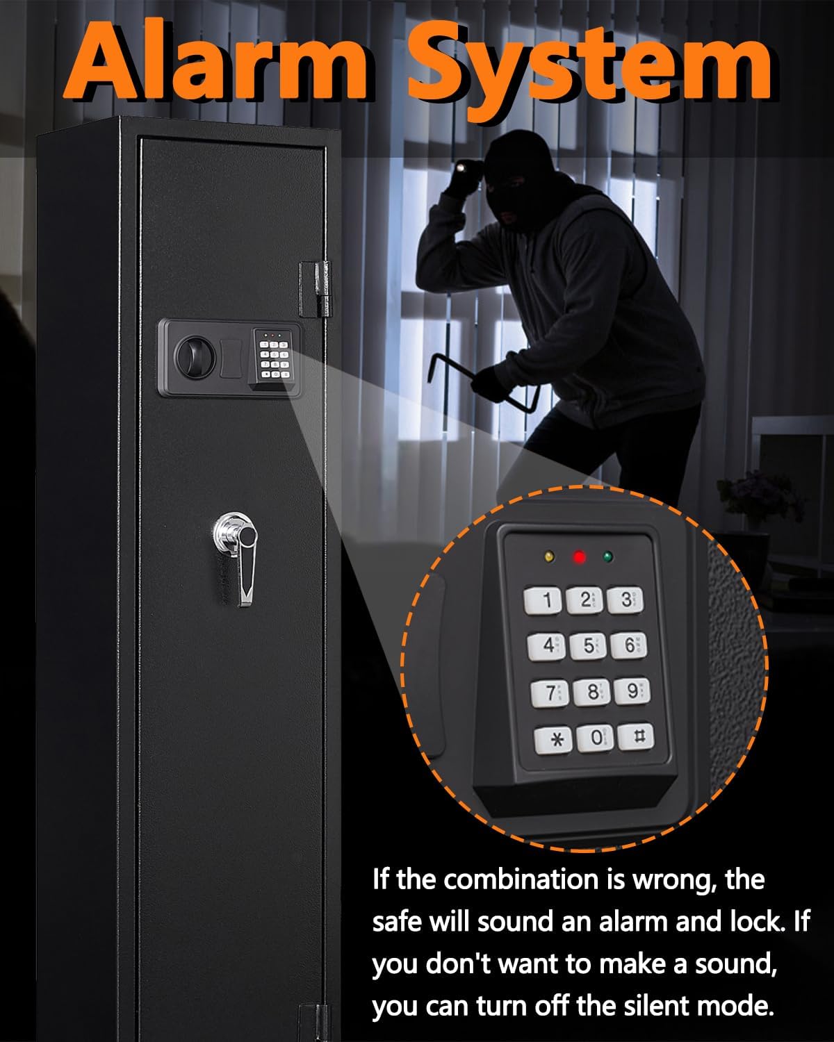 6-5 Gun Safe,Gun Safes for Home Rifle and Pistols, Quick Access Rifle Safe,Gun Safes for Home Rifle and Shotguns with Adjustable Dividers & Racks, Dual Alarms & Silent Mode