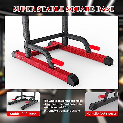 Power Tower Dip Station, Pull Up Bar Station & Multi-Function Gym Equipment For Home Strength Training Adujustable Height Up to 85.5",Load 350LBS