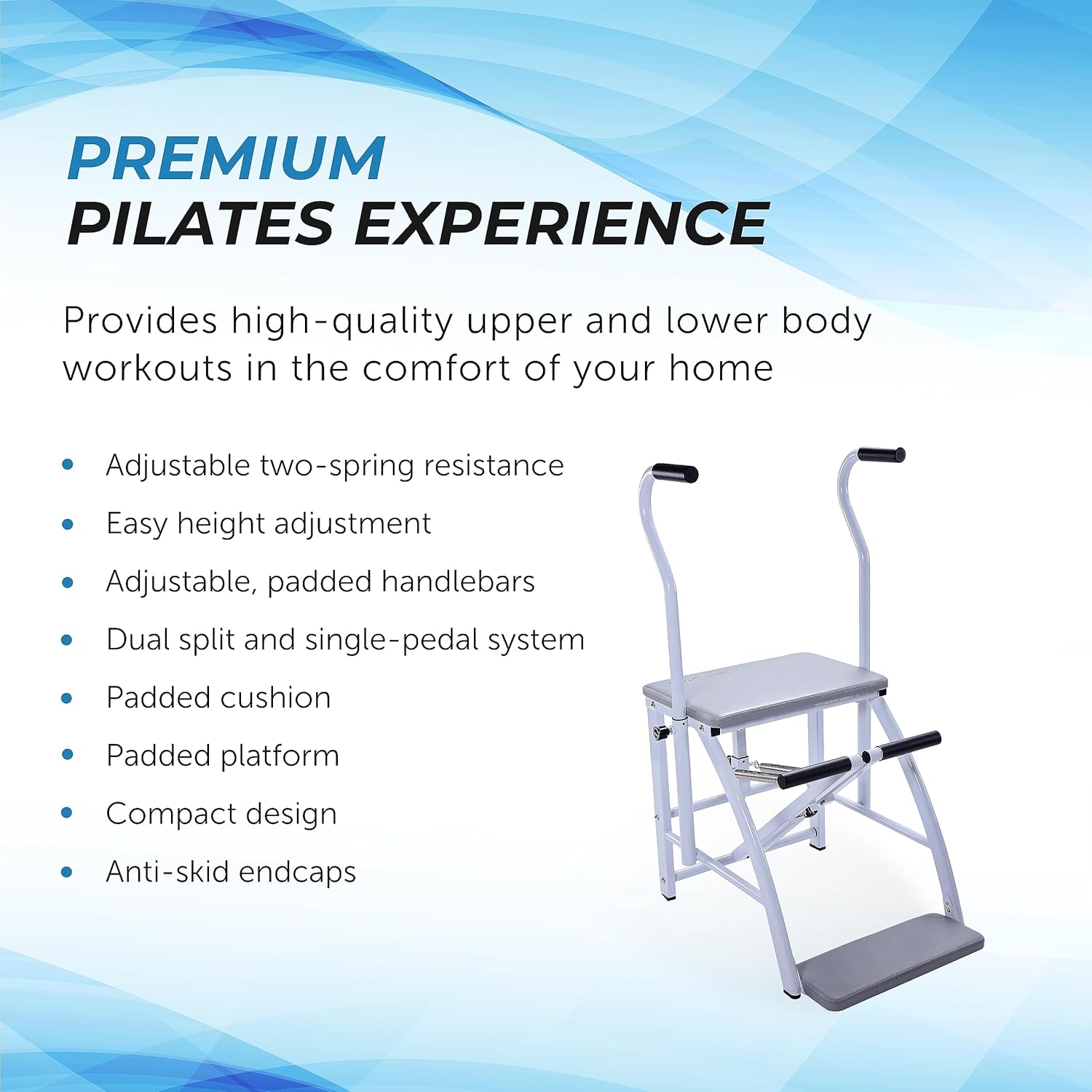 AeroPilates Precision Pilates Chair - Pilates Wunda Chair - Pilates Reformer Chair Gym - Workout Machine for Home Gym - Up to 300 lbs Weight Capacity
