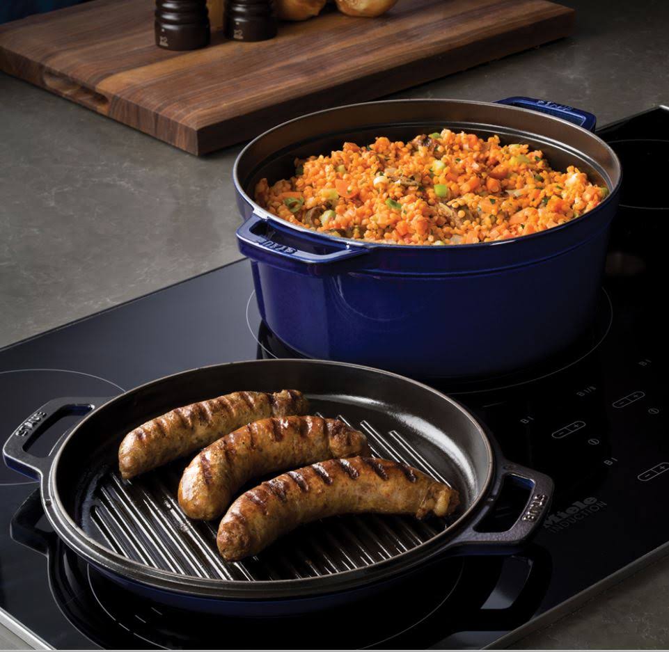 Staub Cast Iron 7 Qt. Braise u0026 Grill - Dark Blue