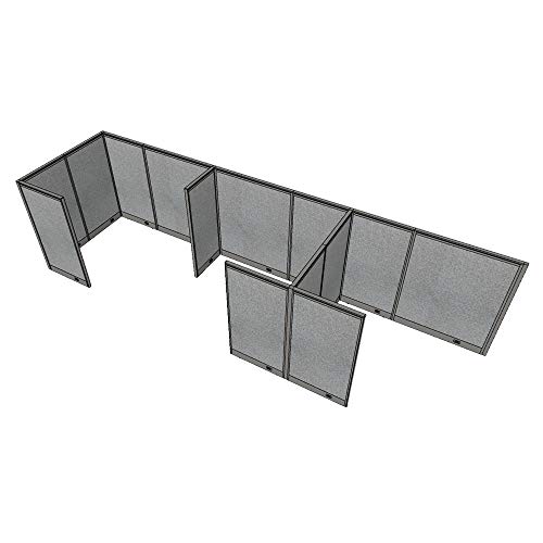 GOF 3 Person Workstation Cubicle (6'D x 18'W x 4'H) / Office Partition, Room Divider (48" H Cubicle with Desk, Mahogany)