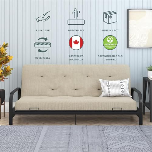 DHP Trule 6-Inch Bonnell Coil Futon Mattress, Polyester Linen, Full, Dark Gray