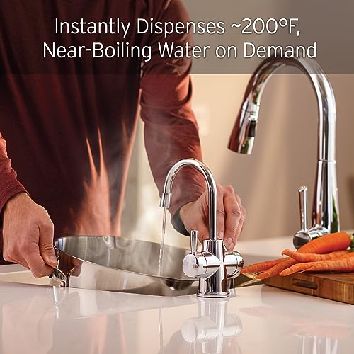 InSinkErator HOT250 Instant Hot Water Dispenser System, Single-Handle Faucet in Satin Nickel with 2/3-Gallon Stainless Steel Tank, H250SN-SS