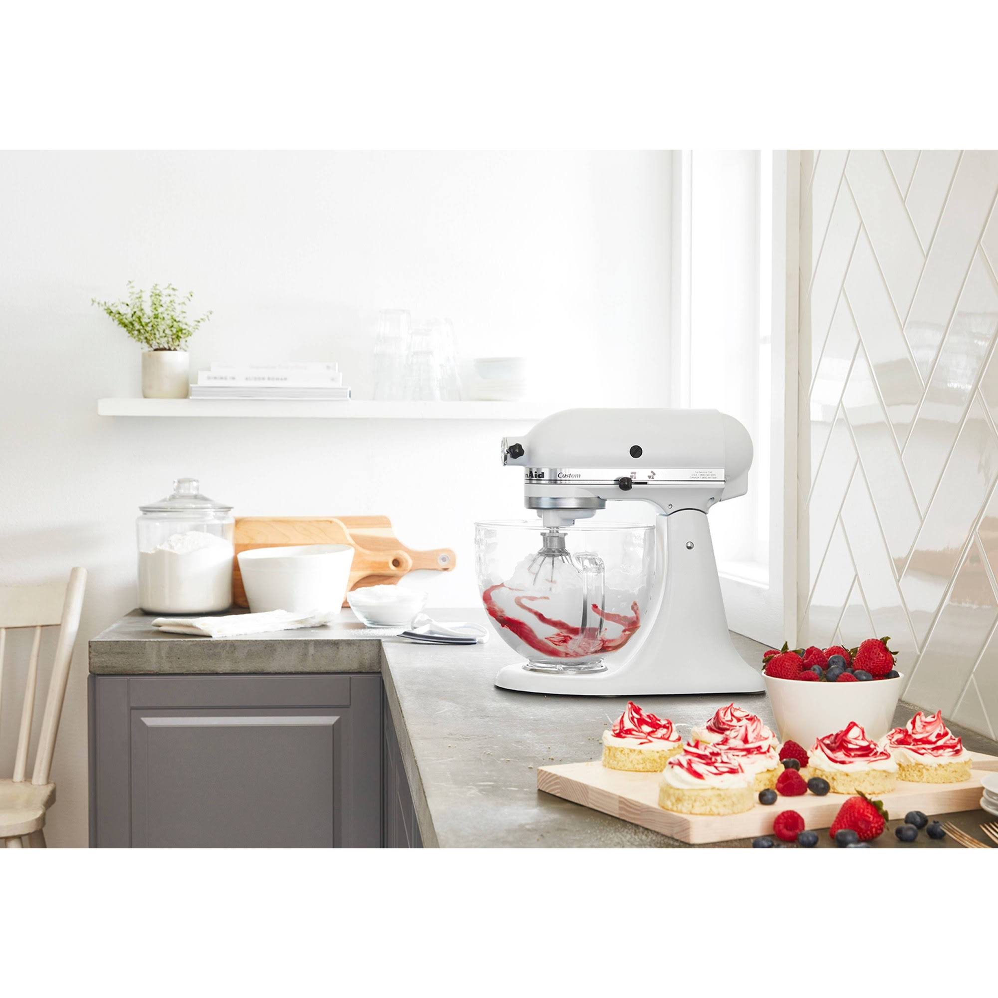 KitchenAid 5-Quart Stand Mixer Glass Bowl Matte White