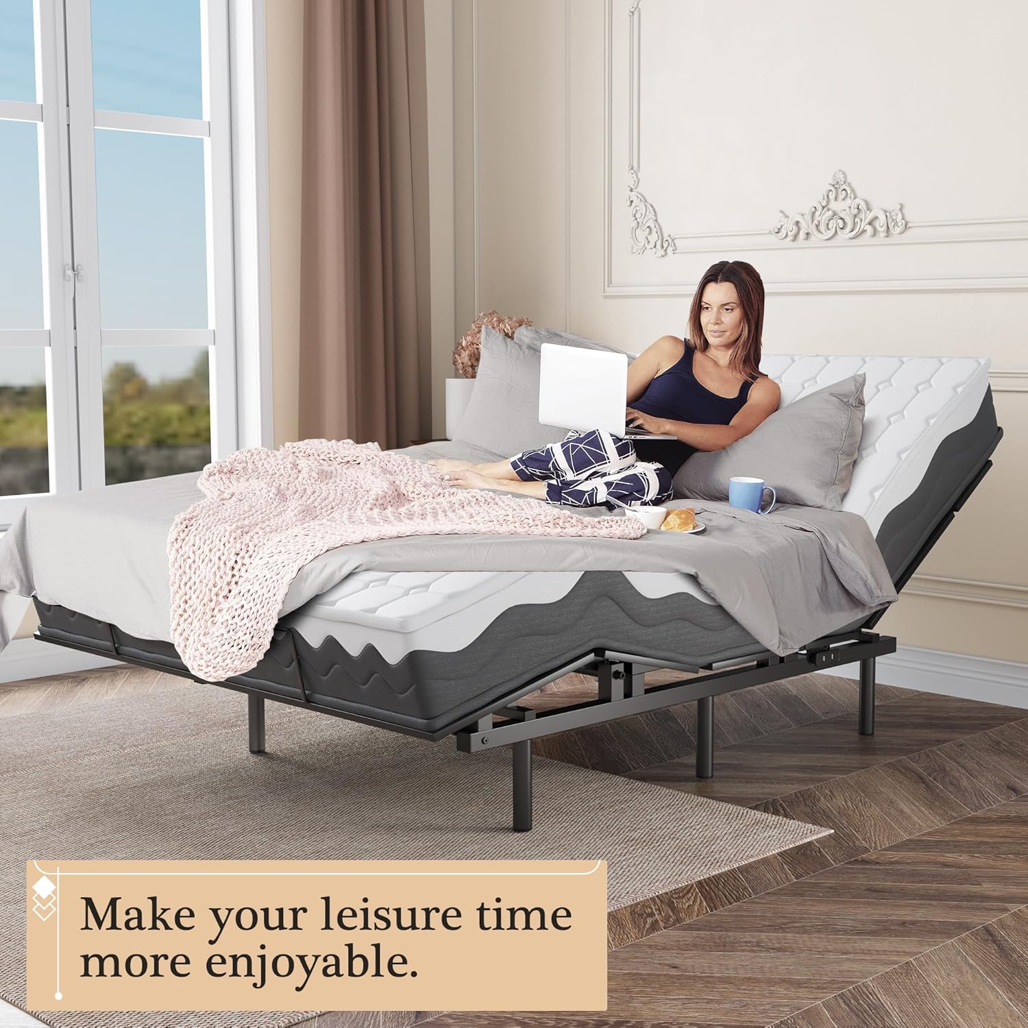 Adjustable Bed Frame -Wireless Remote -Memory Function -Adjustable Bed Base -Head and Foot Lift Incline -Zero Gravity -Quiet Motorfor Lying Down, Reading, Watching TV,Fatigue,Backache[FULL]