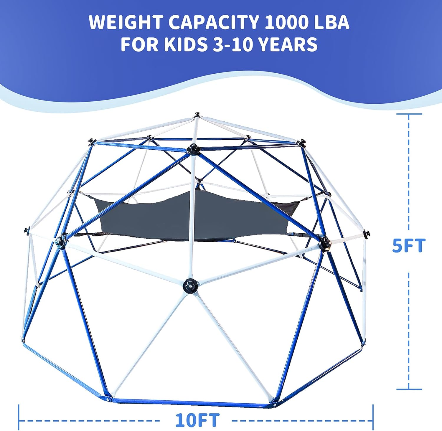 Climbing Dome, 10ft Jungle Gym Outdoor Climbing Toys for Kids, Dome Climber Jungle Gym for Kids Ages 8-12 Outdoor, Kids Climbing Dome, with Hammock Playground Equipment