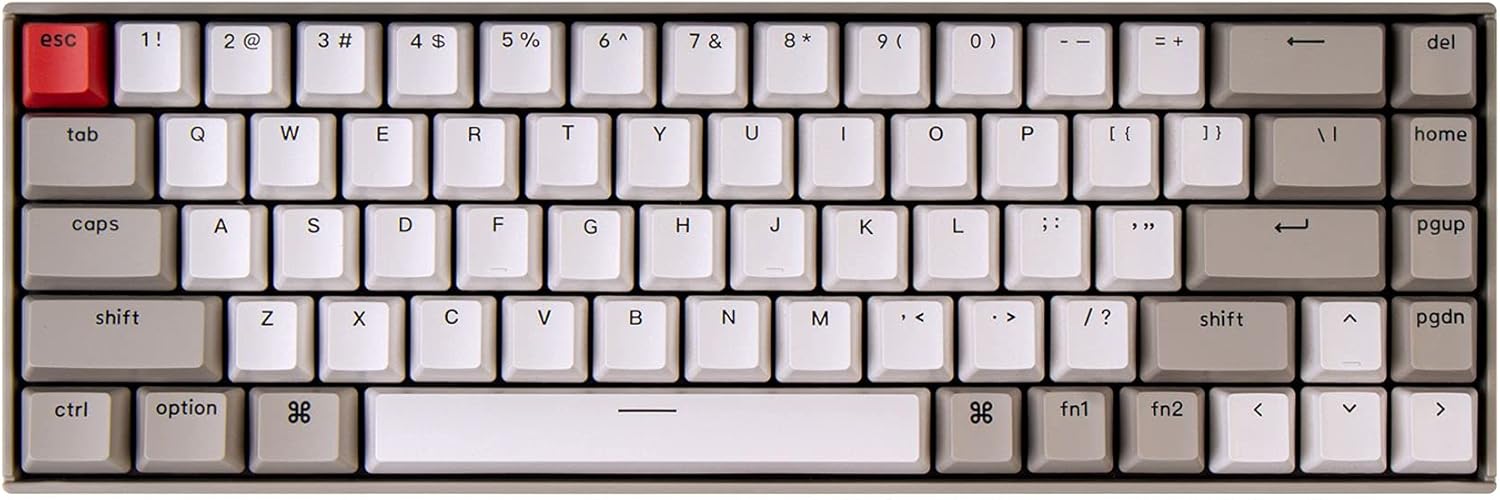 Keychron K6 68-Keys Wireless Mechanical Keyboard for Mac, 65% Compact, Bluetooth, Multitasking, Type-C Wired Gaming Keyboard for Windows Non-Backlit with Keychron Red Switch