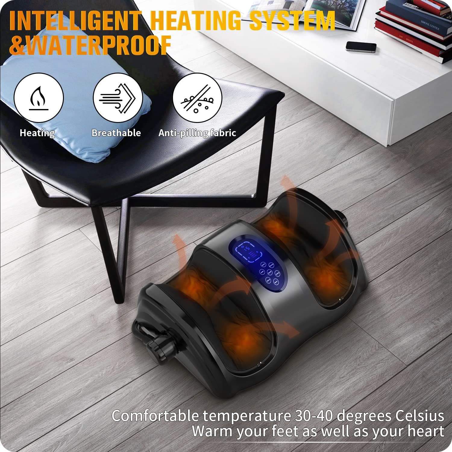 Foot Massager Machine Shiatsu Massager Deep Tissue Electric Massager with Heat, Deep Kneading with Heat Therapy, Increases Blood Flow Circulation.