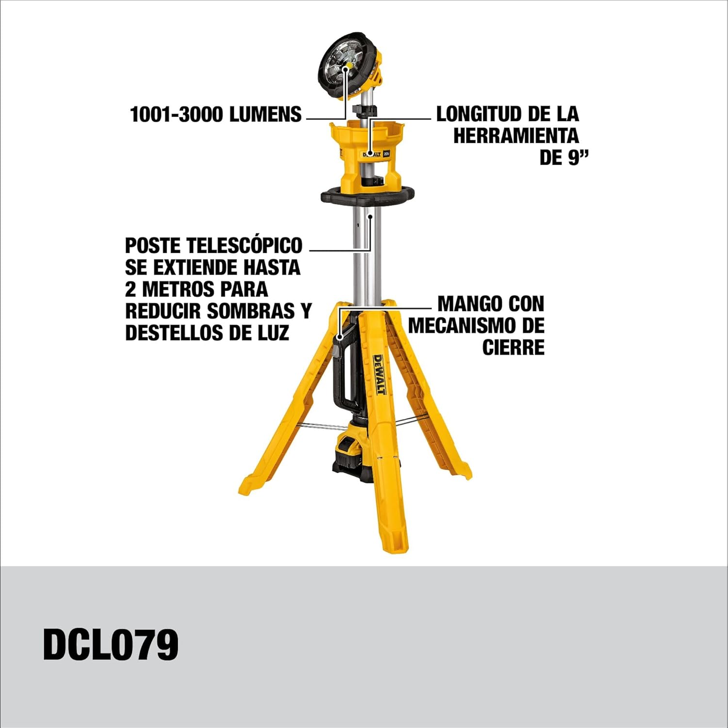 DEWALT DCL079R1 20V Max* Cordless Tripod Light (Kit)