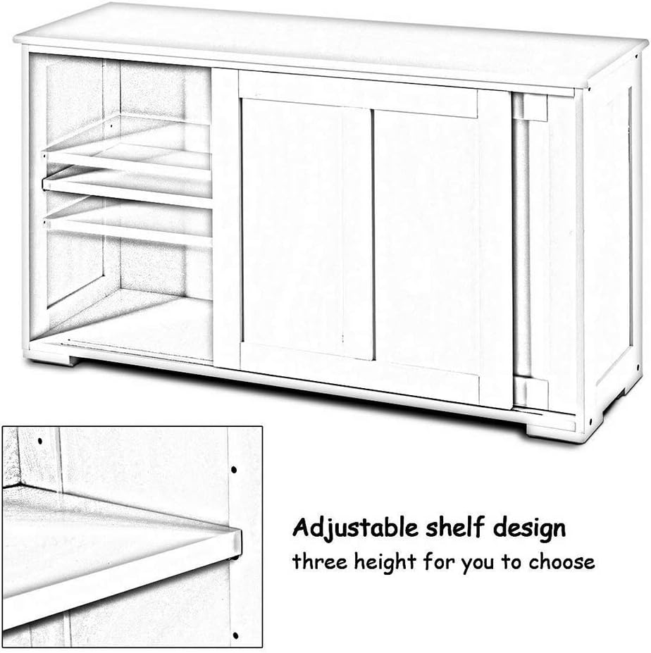 Dark Brown Kitchen Storage Cabinet Sideboard Buffet Cupboard Wood Sliding Door Pantry New MDF 42" L × 13" W × 23.5" H of Set
