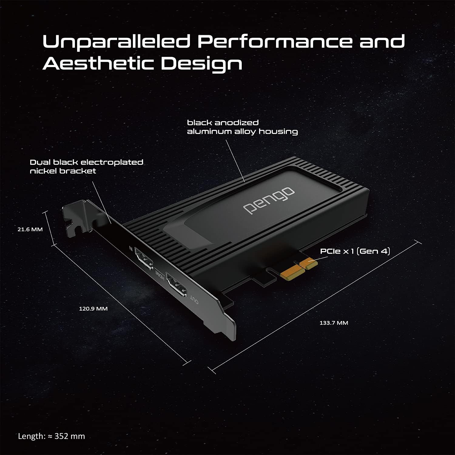 Pengo 4K HDMI PCIe Capture Card, 4K30fps Game Capture Card Device LiveStream for Gaming, 4K60 HDR Pass-Through, High Refresh Rate 144hz 240hz (No HDCP)
