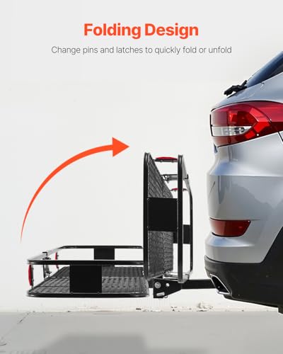 VEVOR 60x24x6 Folding Hitch Carrier - 500lb Capacity Cargo Basket & Waterproof Bag, Fits 2" Hitch Receiver for SUV, Truck, Pickup