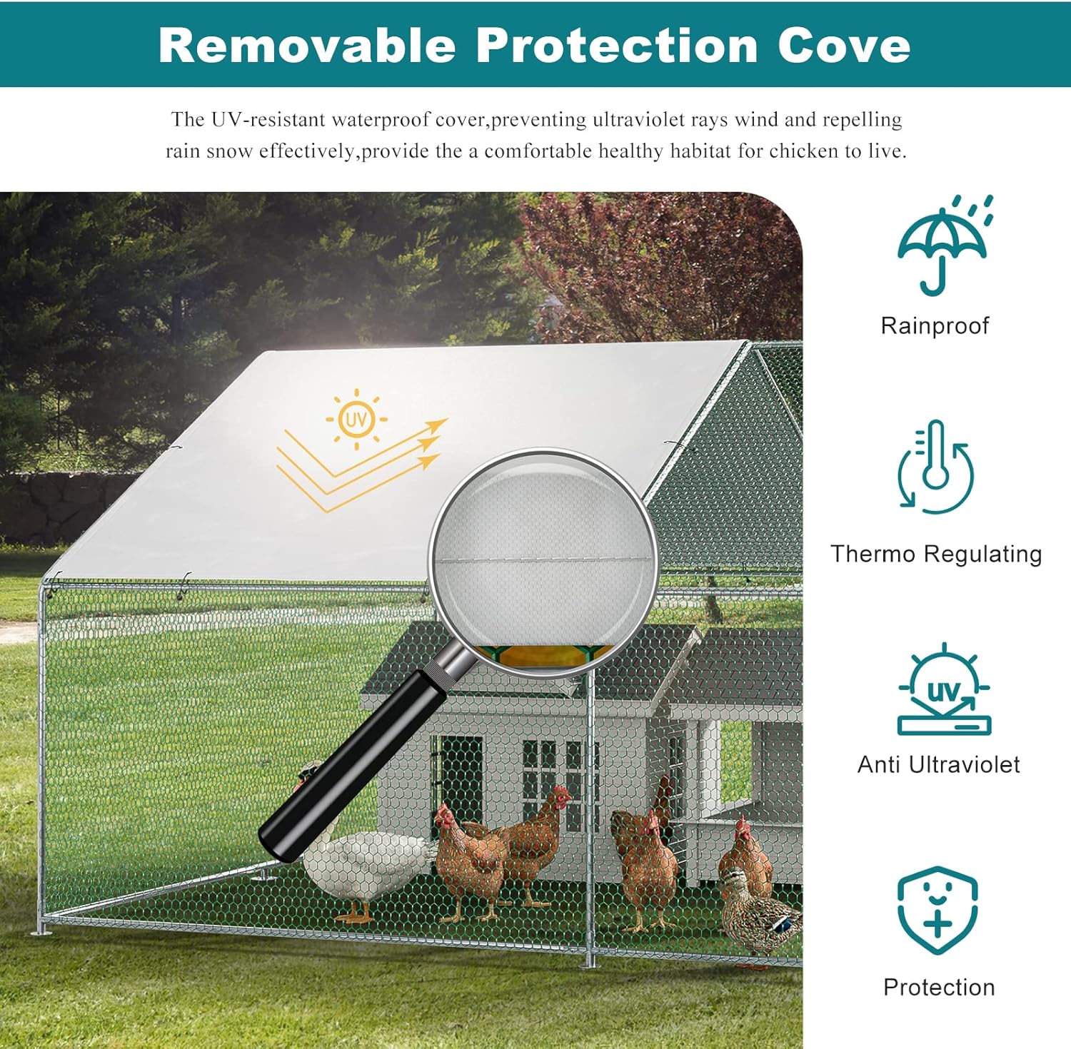 Oarlike Metal Chicken Coop for 20 Chickens Large Chicken Runs for Yard with Cover Galvanized Steel Chicken Pen Outdoor for Hen Duck Rabbits Goose Puppy Heavy Duty Walk-in Poultry Cage for Outside