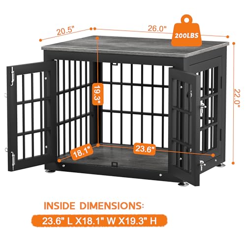 48 Inch Heavy Duty Dog Crate Furniture for Large Dogs, Decorative Pet House End Table, Extra Large Wooden Cage Kennel Furniture Indoor, Natural and White