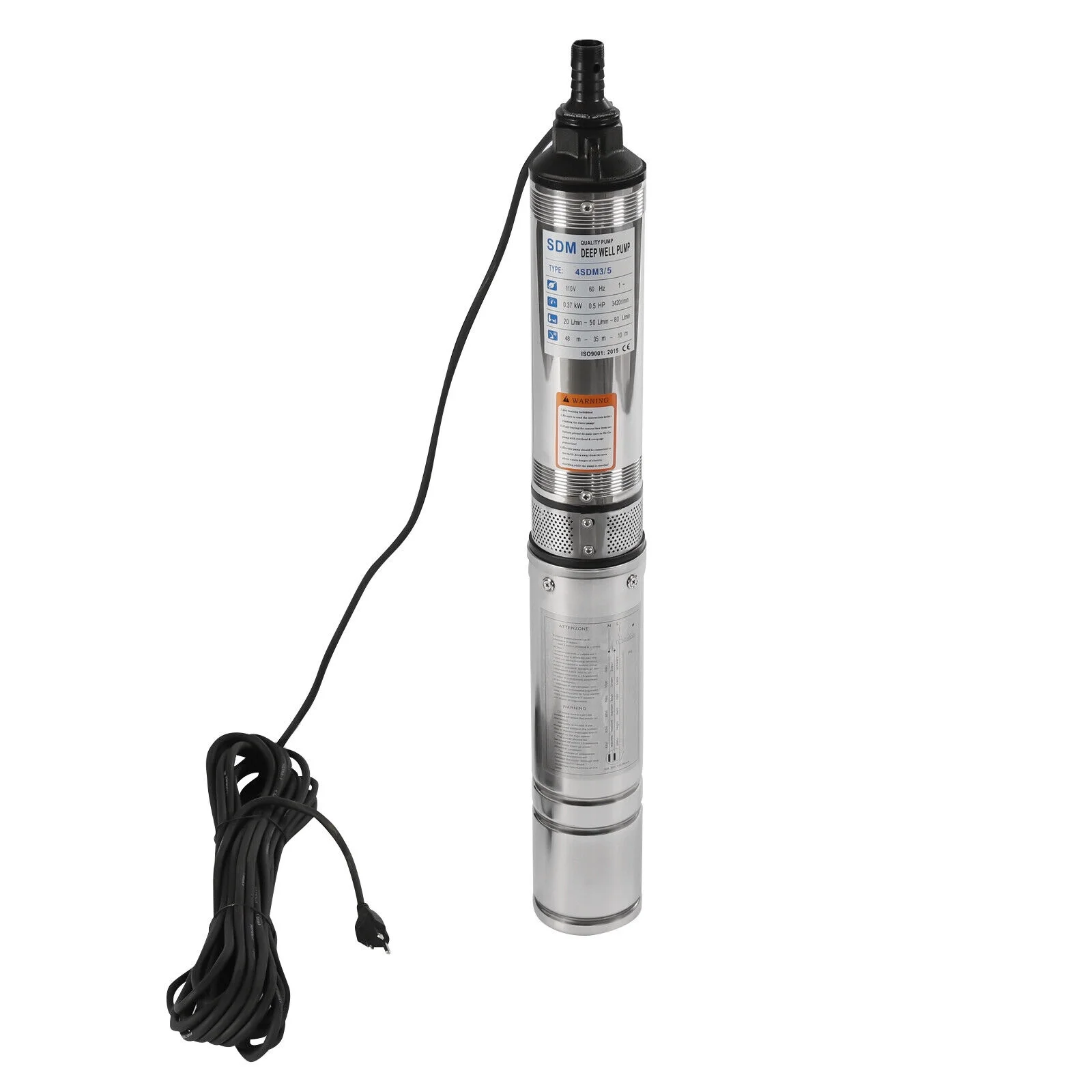 110V Submersible Deep Well Water Pump Stainless Steel Submersible Well Pump