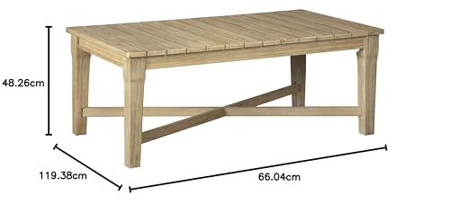 Signature Design by Ashley Carter Hall Outdoor Eucalyptus Patio Sofa with Cushion, Beige