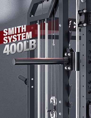 Major Fitness Drone2 Advanced Training Smith Machines– All-in-One Home Gym Squat Rack with Aluminum Pulley Set , Weight Bar, Dual LAT Pull-Down Systems & Cable Crossover Machine for Full-Body Workouts
