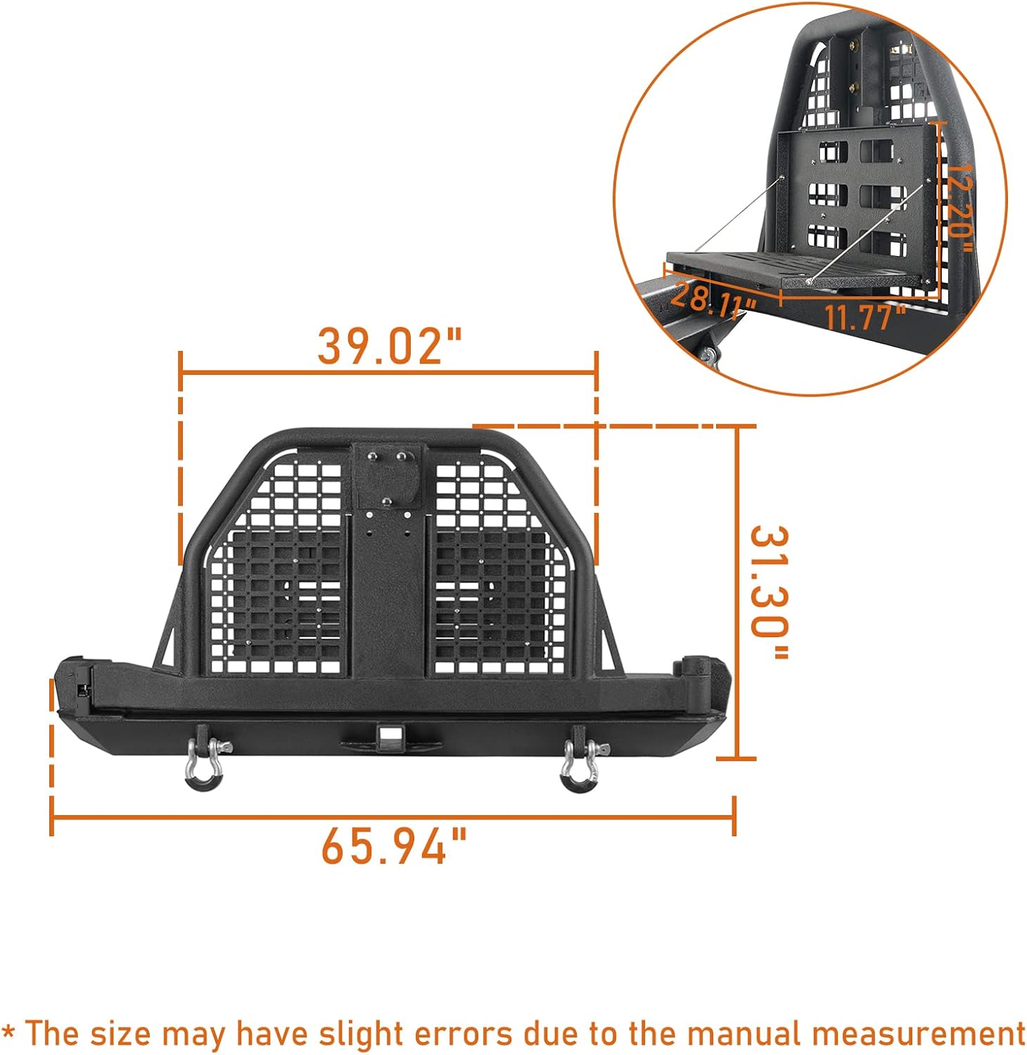 Hooke Road for Jeep Cherokee XJ 84-01, Rear Bumper w/ Swing Out Tire Carrier & Foldable Table (Textured Black Steel)