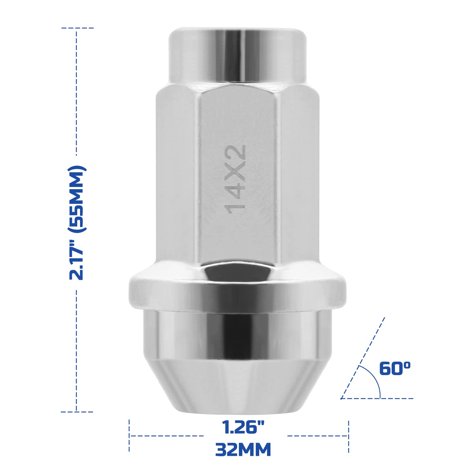 Lichamp 24pcs OEM Lug Nuts 14x2.0 Chrome Original Factory Cone Seat Style M14x2.0 Lugnuts Compatible with 2000-2014 Ford F150 Expedition Lincoln Navigator Wheel Tire Accessories Pack of 2