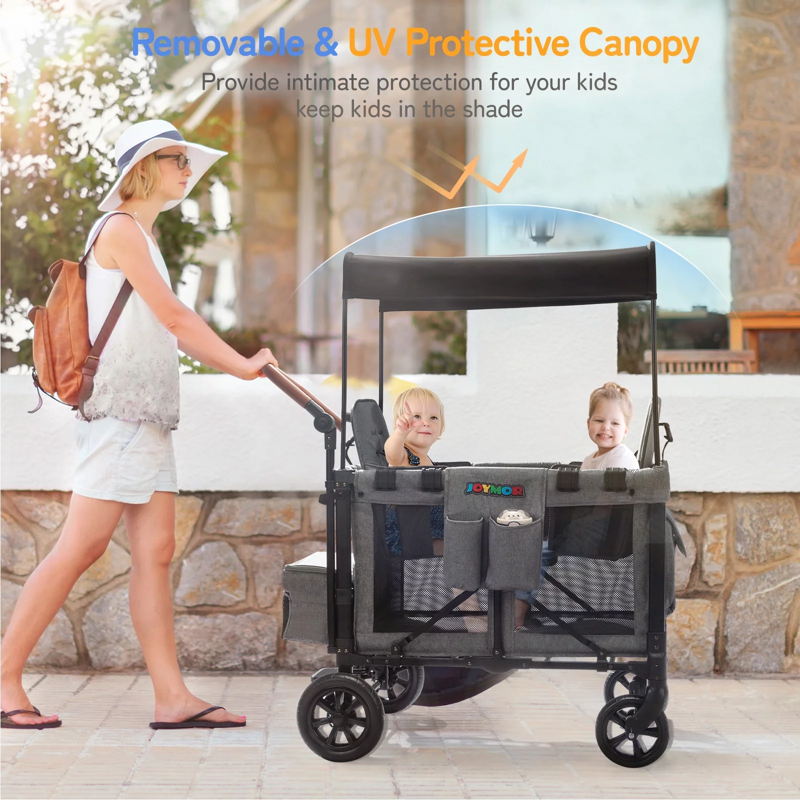 JOYMOR Folding Stroller Wagon with Face to Face High Seat for 2 Kids, Baby, Toddler, Gray, Unisex