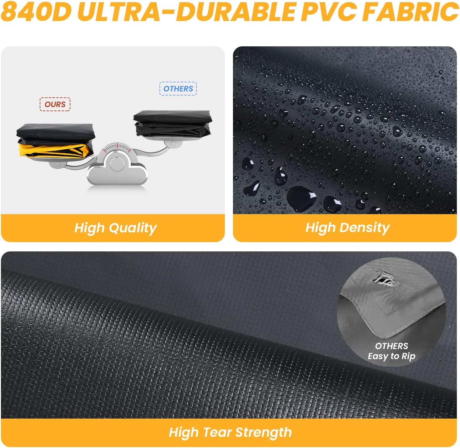 Vanku Car Rooftop Cargo Carrier, 16 Cubic Ft Waterproof 840D PVC Car Roof Cargo Bag for All Vehicles with/Without Rack Including Non-Slip Mat Reinforced Long Straps