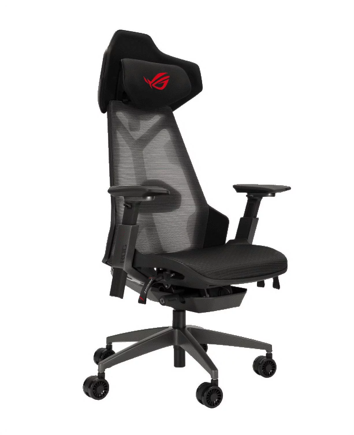 ASUS ROG Destrier Ergo Gaming Chair, Futuristic Cyborg Aesthetic, Versatile Seat Adjustments, Mobile Gaming Arm Support Mode, Acoustic Panel