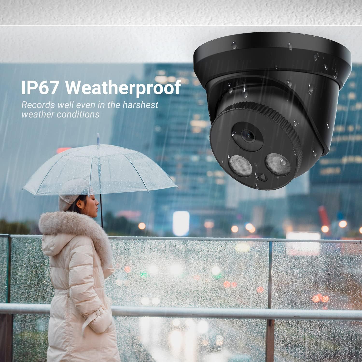 Compatible with Hikvision IP Camera 4K CCTV, Ultra HD 8MP(3840 x 2160) Poe Turret Network Camera with 98ft IR Night Vision, 2.8mm Lens, Built-in Mic, WDR, IP67 Weatherproof