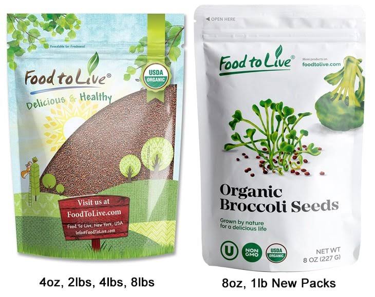 Food to Live Organic broccoli Seeds for Sprouting (8 Pounds)