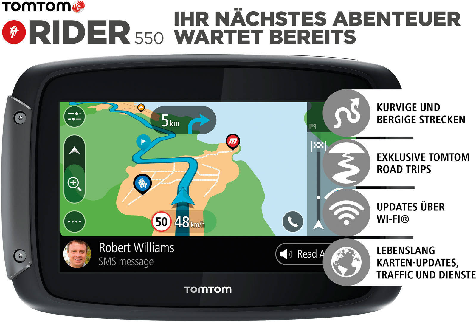 TomTom Rider 550 Premium Navigation System - Black - One Size