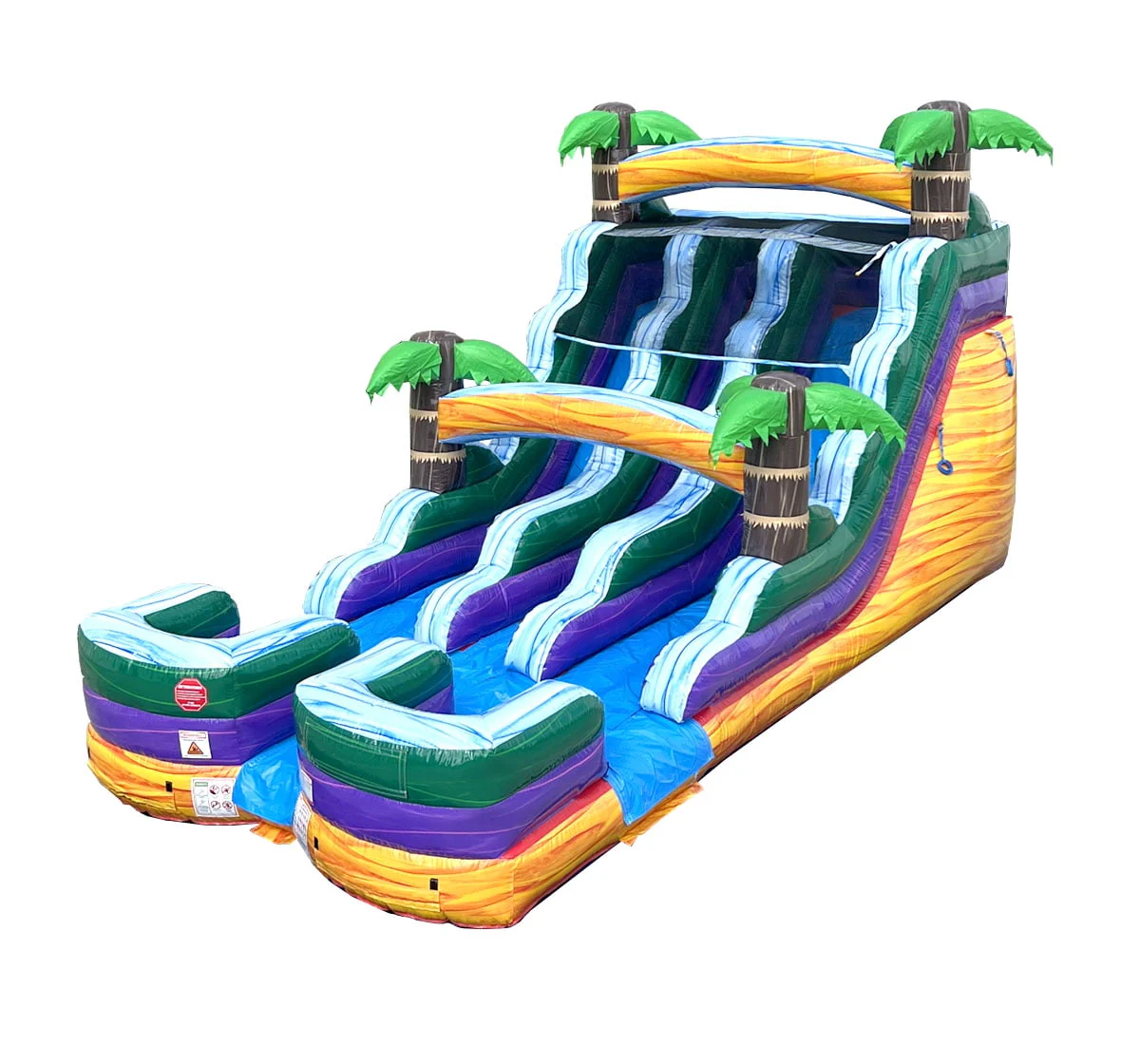 TentandTable Commercial Inflatable Water Slide, Rainbow Double Lane with Blower, 13'