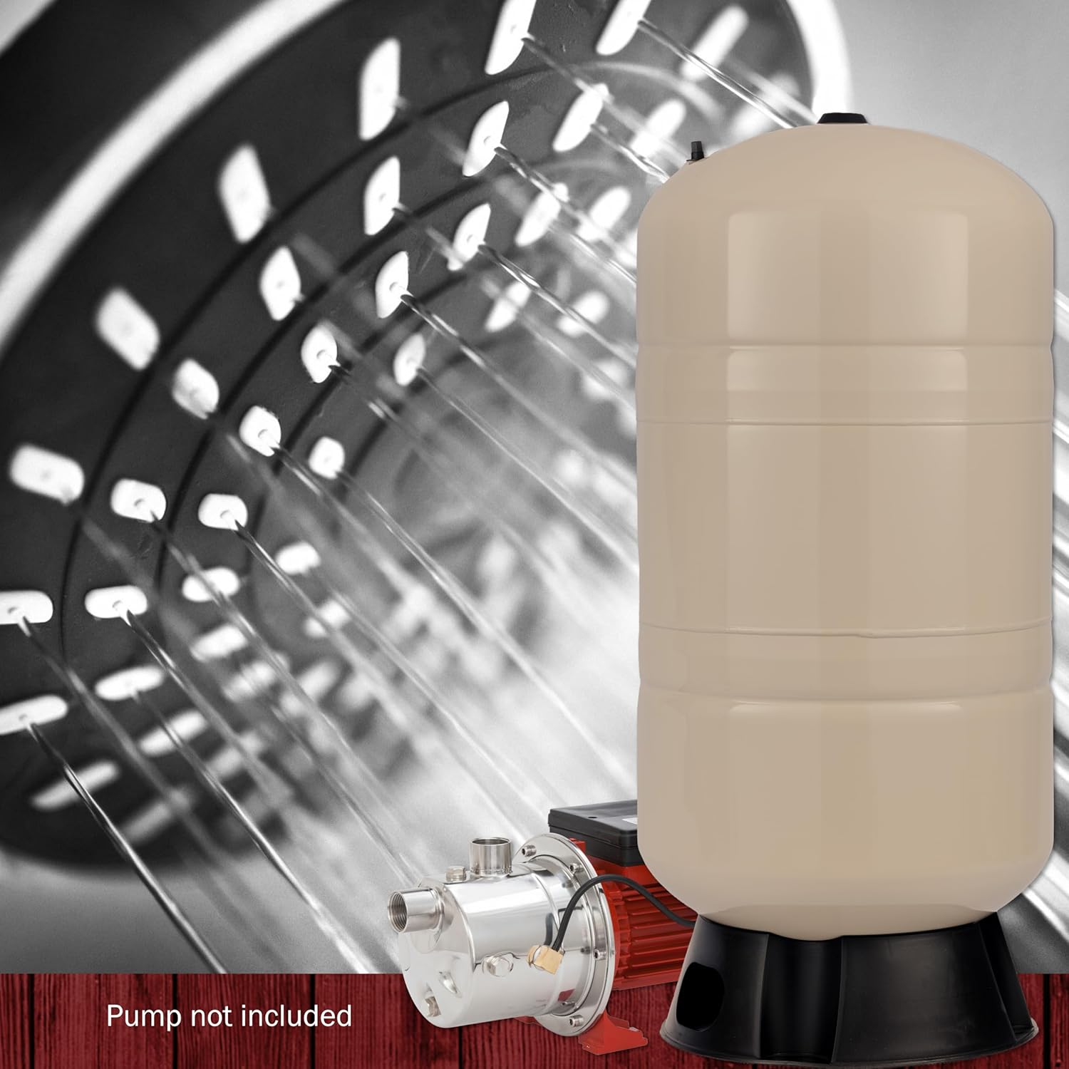 Red Lion RL34A 34-Gallon Vertical Pre-Charged Pressure Tank with Thermoplastic Base for Well Pumps, 1-Inch FNPT System Connection, Almond, 604683