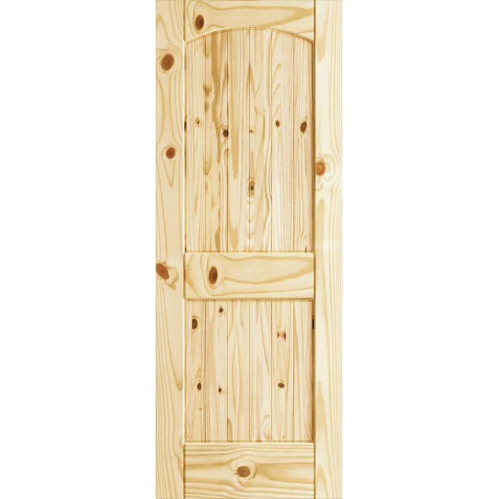 Frameport Paneled Solid Manufactured Wood Unfinished Standard DOOR, Size: 80 inch H x 32 inch W x 1.37 inch D, Beige