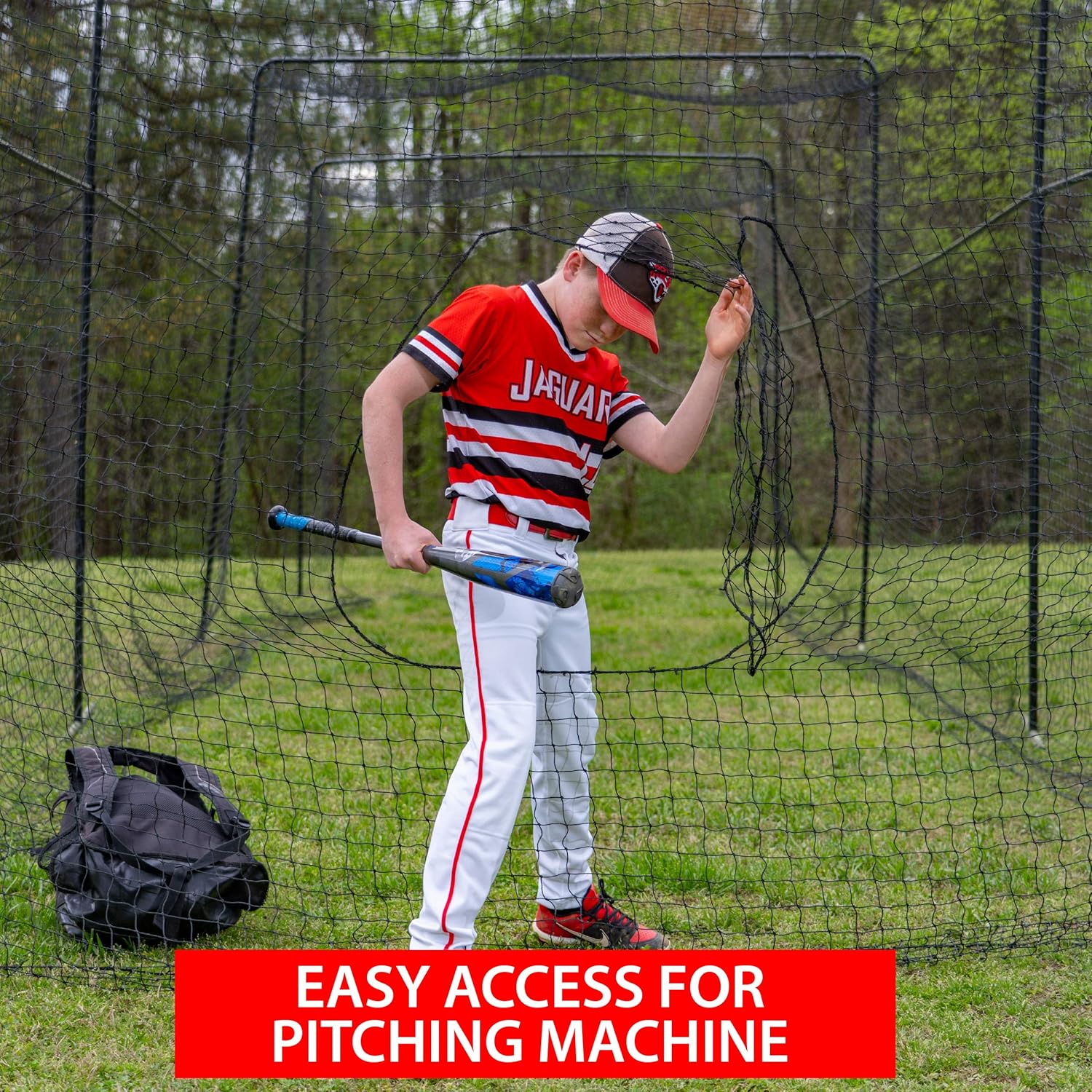 ANYTHING SPORTS 40 Foot Collapsable Batting Cage, Perfect Baseball Batting Cage, Softball Batting Cage, Complete Package with Frame and Netting. Freestanding Portable Batting Cage for Backyard