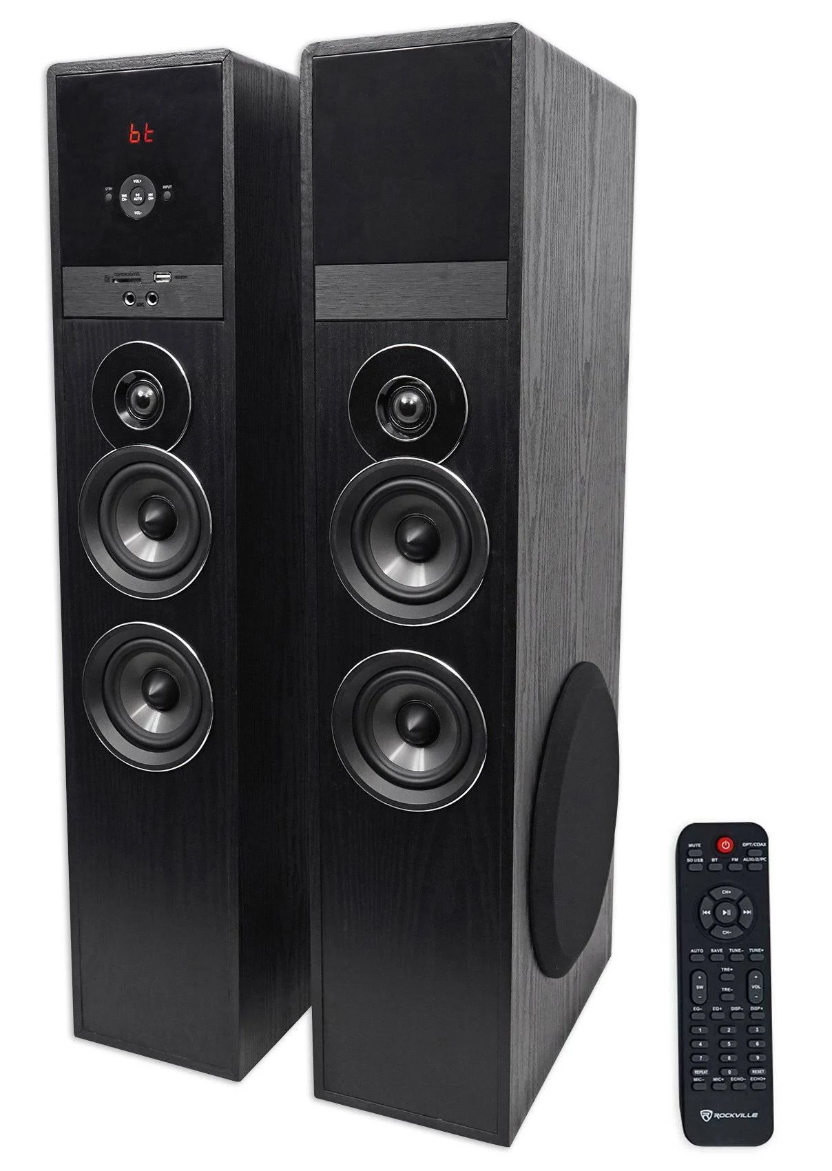 Rockville TM80B Bluetooth Home Theater Tower Speaker System w/2 8x22 subwoofers!