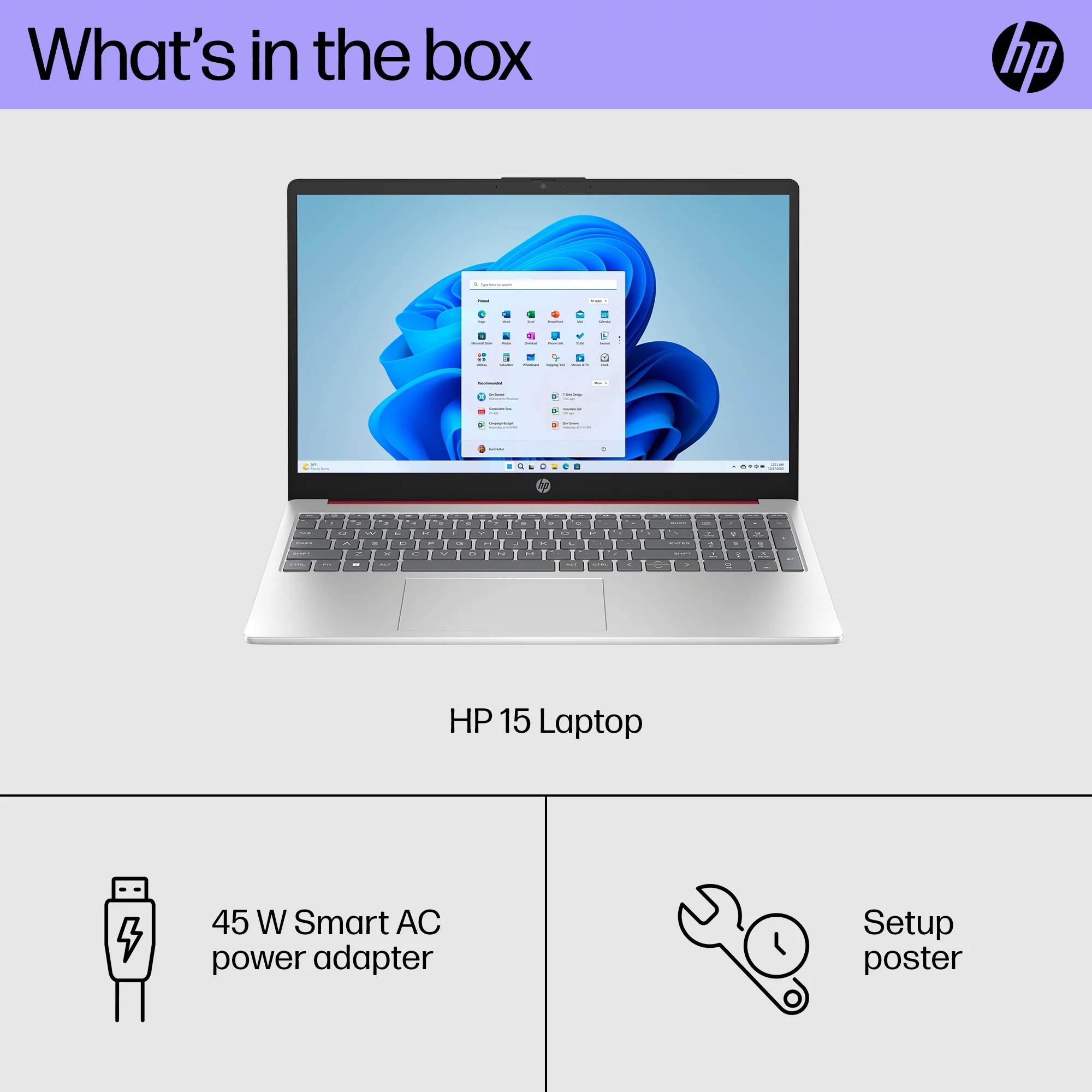 HP 15.6", Laptop Intel Pentium Processor 4GB RAM, 128GB UFS, Scarlet Red, Windows 11, 15-fd0083wm