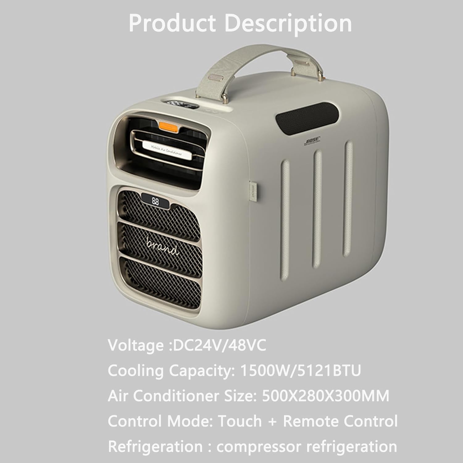 5121BTU Fast Cooling Outdoor Air Conditioner, Portable Ac Tent Air Conditioner,Cooling/Heating,12V/24V DC, 3 Wind Speeds，Dehumidification, timing,500W Low Power Consumption Camping Tent, RV