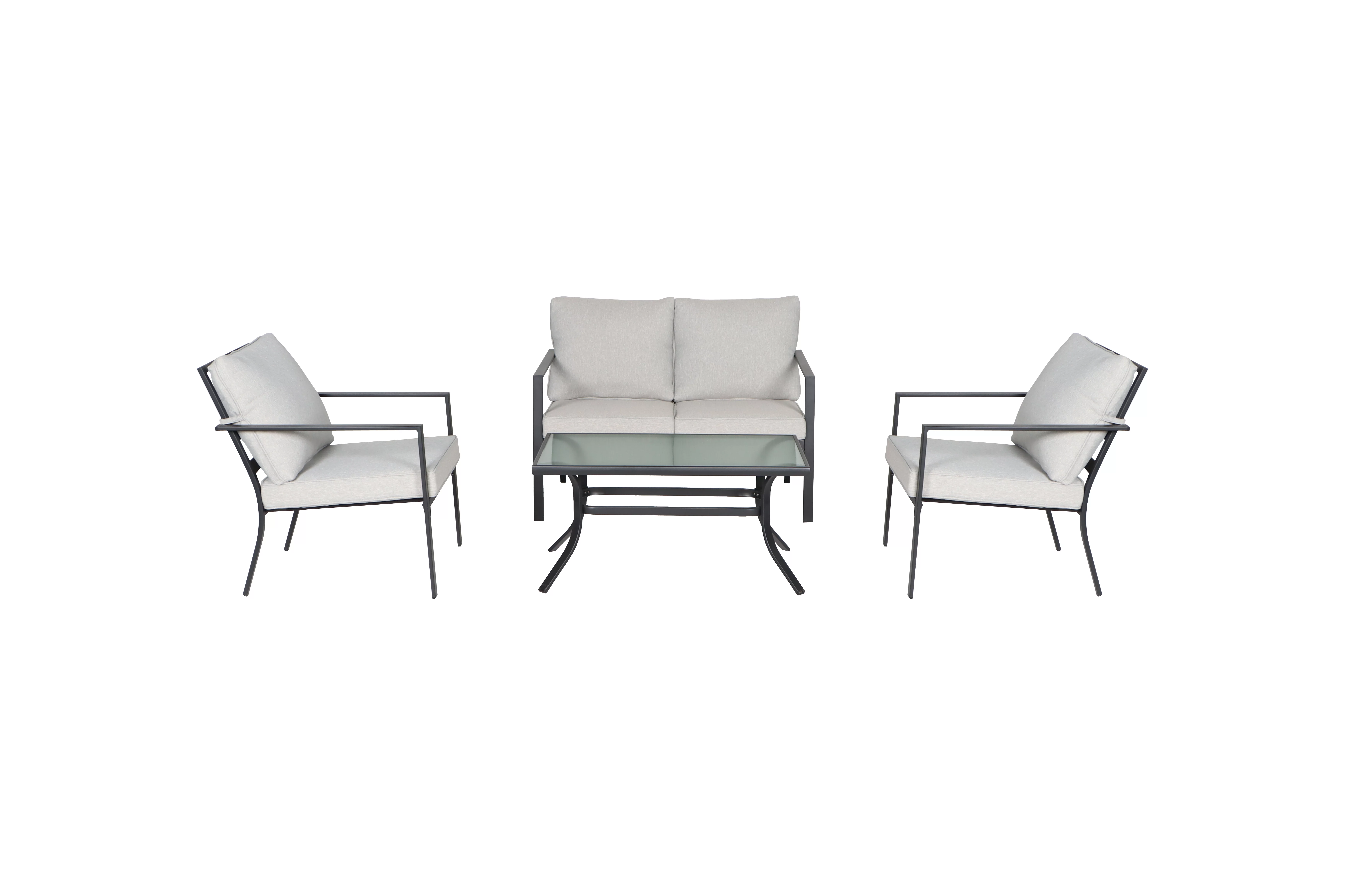 Mainstays Stanton 4-Piece Steel Outdoor Patio Conversation Set, Red
