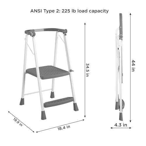 COSCO 2-Step Kitchen Stepper™ Adult Folding Step Stool, Kids Folding "Helper" (Steel/Resin)