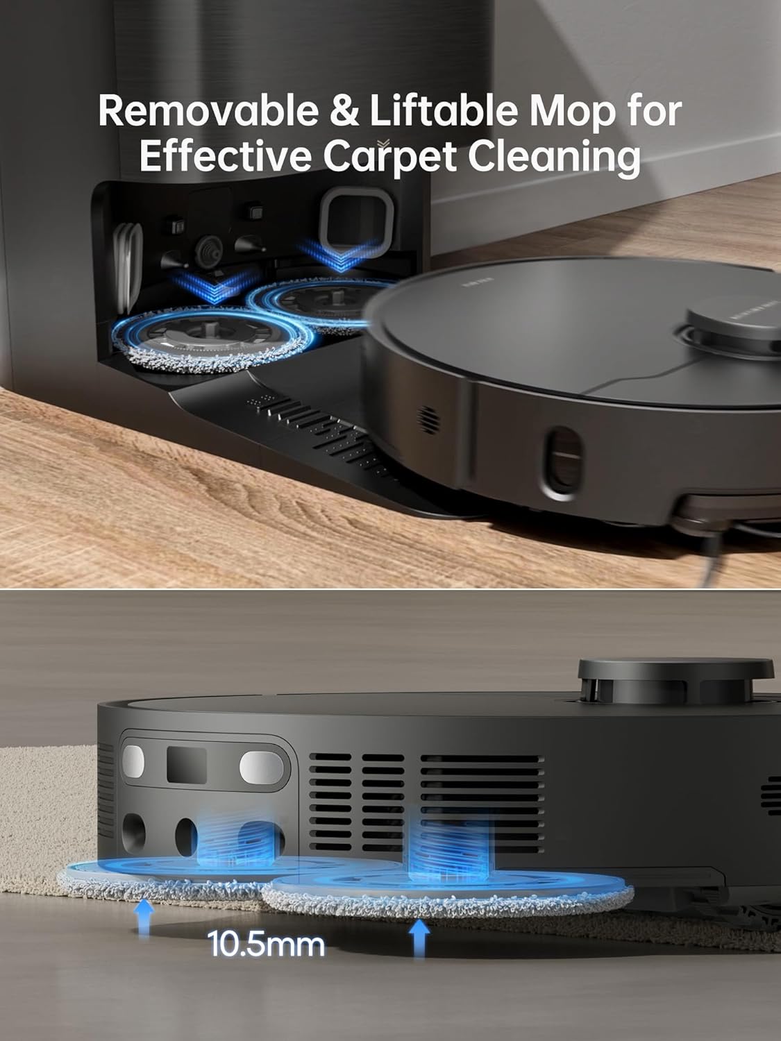 dreame X40 Ultra Robotic Vacuum with Removable & Liftable Mop, 12,000Pa Suction, SideBrush Extensive Cleaning, 158°F Mop&Washboard Self Cleaning, Auto-Empty, Auto Refill, liftable Brushes