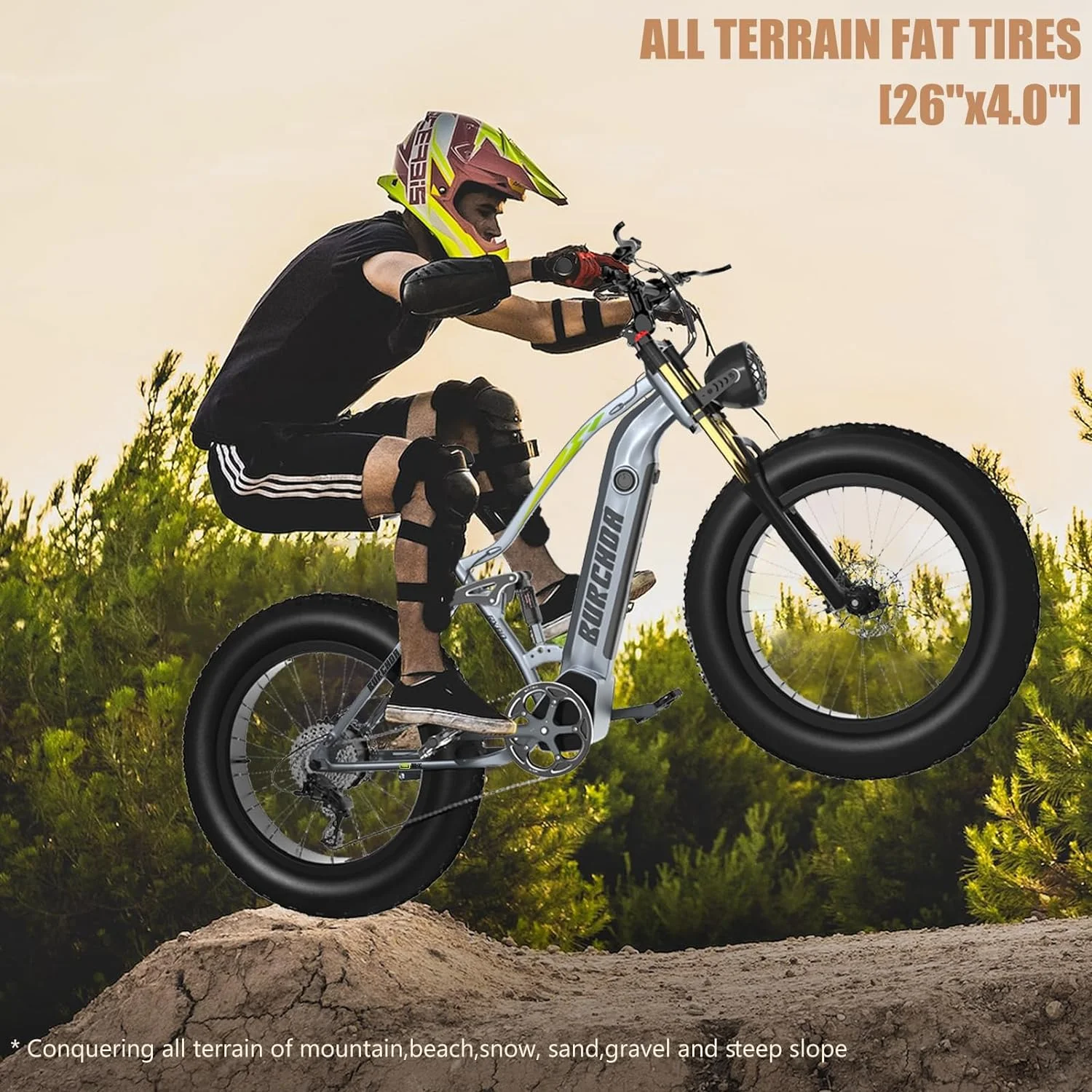 Electric Bike for Adults 1000W, 48V 17.5AH LG Cells Battery Adult Electric Bicycles, 26" Fat Tire Full Suspension Ebike, 30MPH Snow Mountain E Bike, Off Road E-Bike 8 Spee