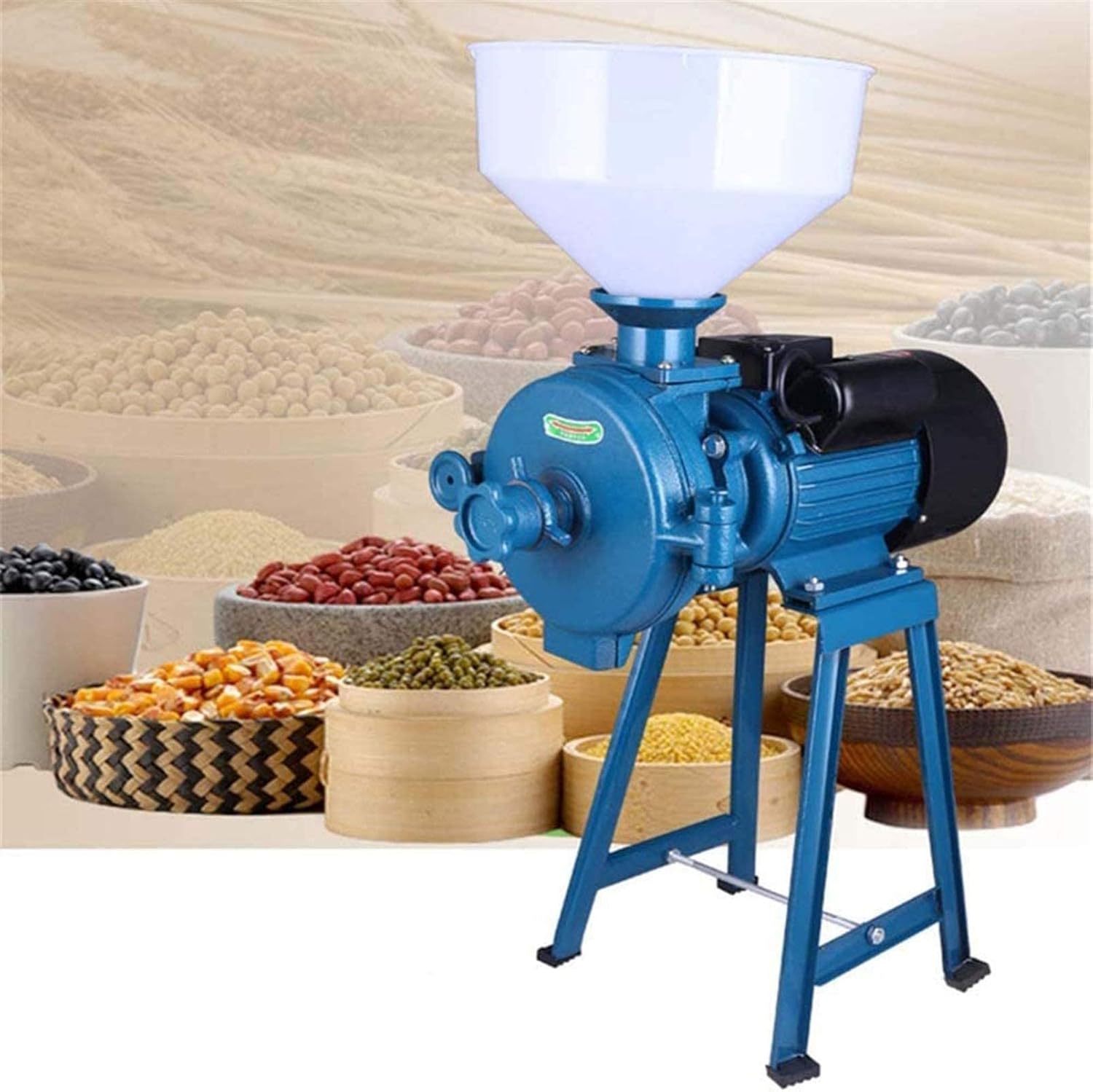 1500W Commercial Mill Grinder For Home Stores, Electric Grain Dry Feed Flour Milling Machine,Cereals Grinder With Funnel,Corn/Coffee/Wheat/Rice