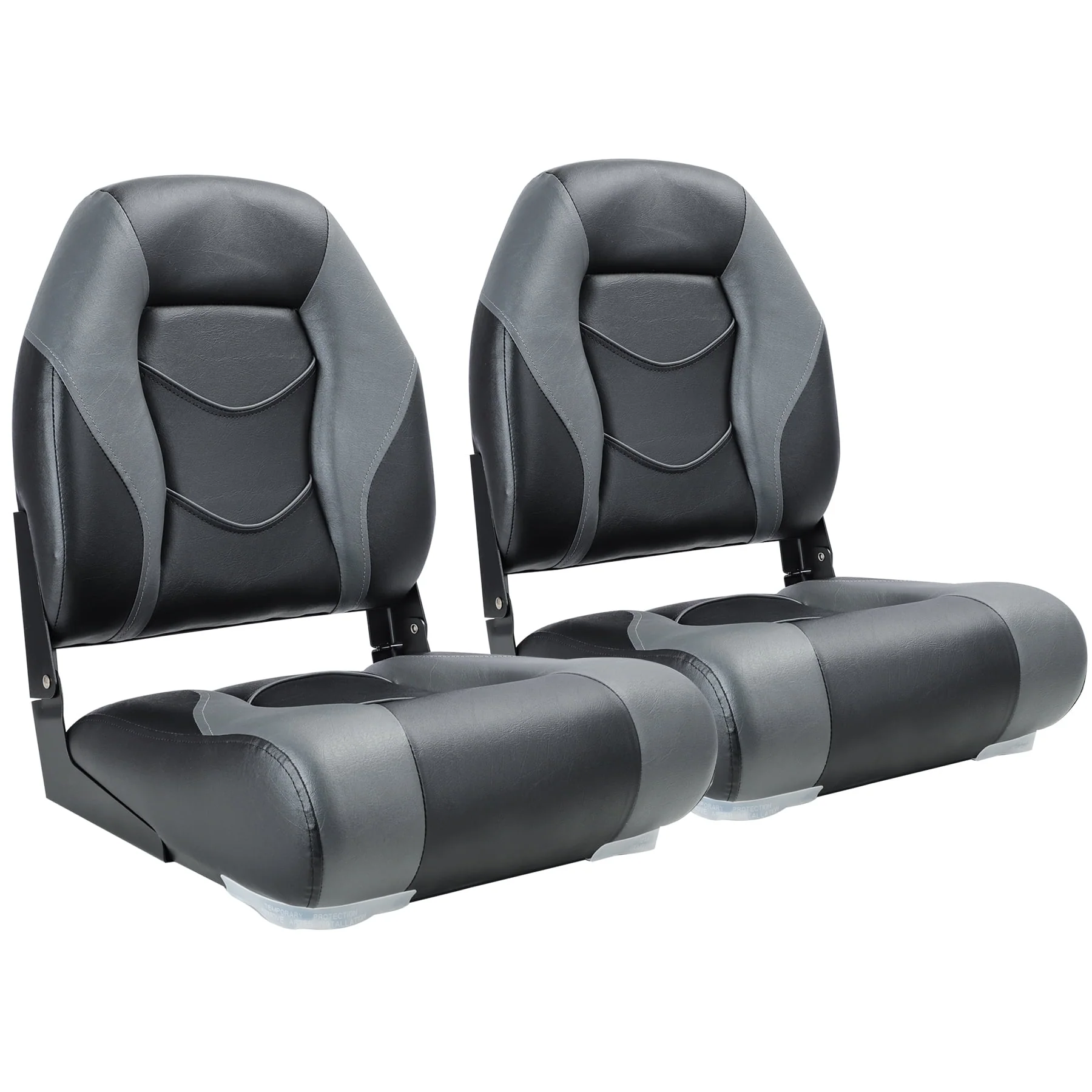 NORTHCAPTAIN S1 Pro Premium High Back Folding Boat Seat,Stainless Steel Screws Included,Charcoal/Black(2 Seats)