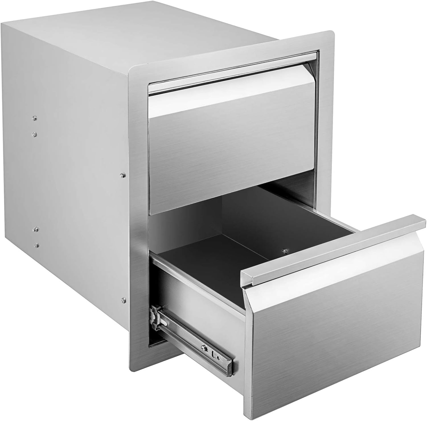 Hottoby Outdoor Kitchen Drawers Stainless Steel Double Access BBQ Drawers Box Frame Style Flush Mount for Outdoor Kitchen Cabinets& BBQ Island/Grill(18''x20''x15'' 304BBQ Storage Double Drawers)